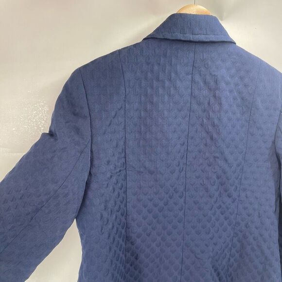 Talbots Womens Blazer Jacket Three Button Long Sleeve Lined Textured Blue Size 6 - Picture 4 of 9